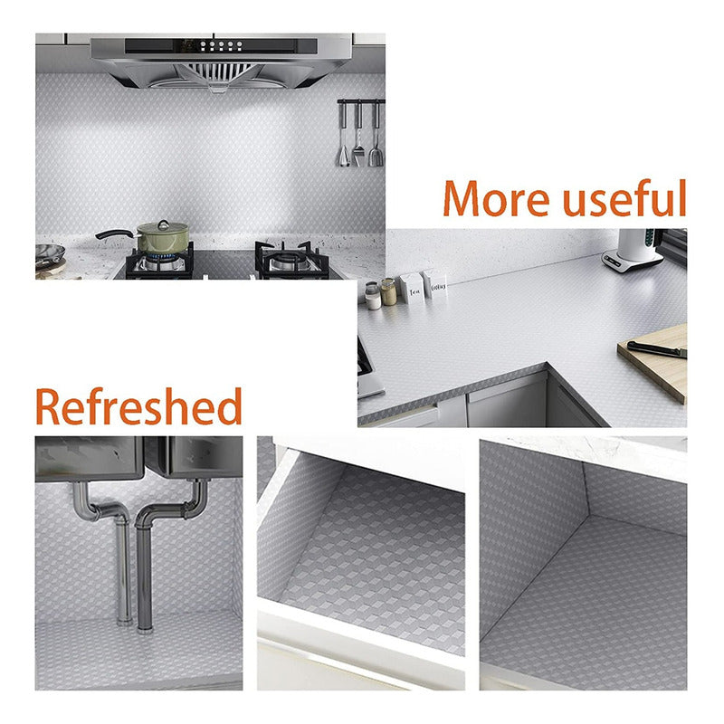 2 Papel Aluminio Autoadhesivo Papel Mural Cocina Laminas 3m Gris