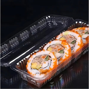 200 Envases Para Sushi Bandeja Plastica Transparente 2 Rolls Envase Plástico Transparente Para Sushi Con Tapa Dura Bandejas Desechables Para Delivery Y Restaurante Contenedor Para Comida Pasteleriuscl