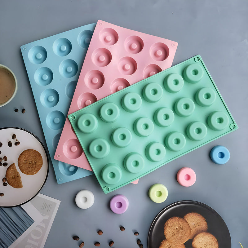 Molde Silicona Moldes Reposteria Molde Mini Donuts 18cav Multicolor / Molde Mini Donas 18cav