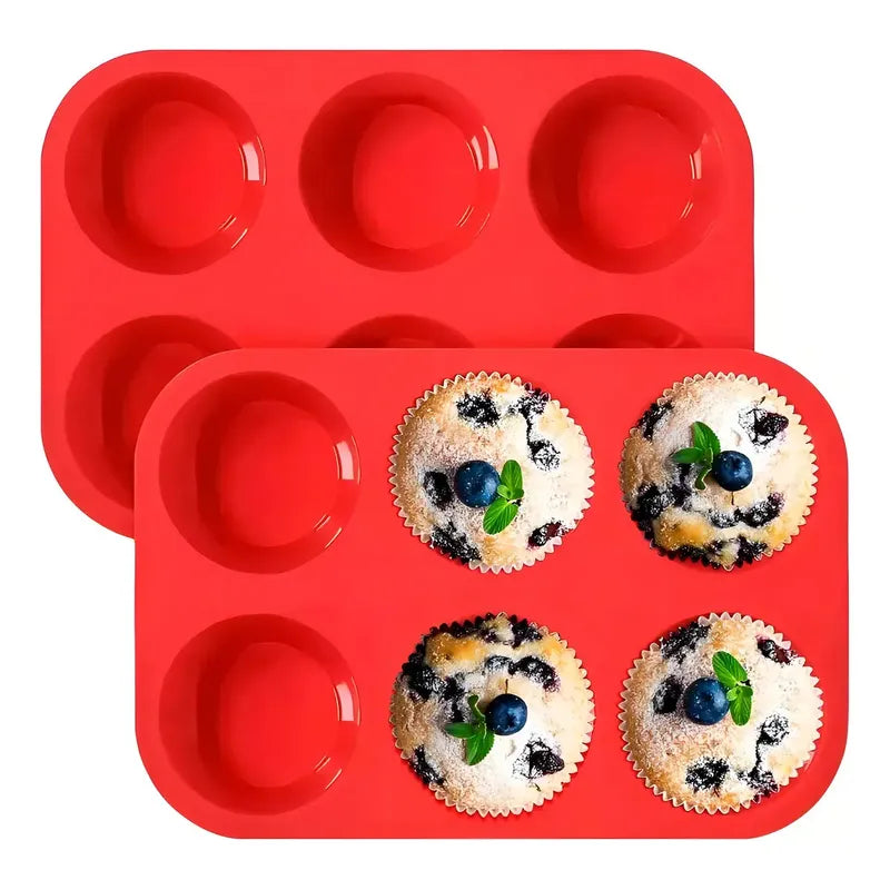 Pack X2 Moldes Silicona Multicolor 6 Cupcakes Pasteleria Pasteleriuscl