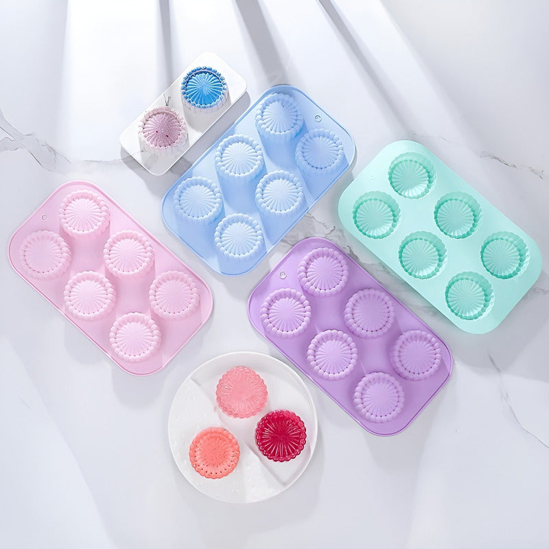 Set X2 Moldes Reposteria Molde Queque Molde Silicona Flor 6c Multicolor