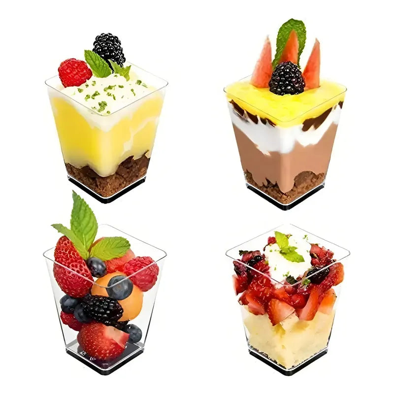 10 Vasos Para Postres Set De Vasos Shot Postres Con Tapa Vasos Para Postres Con Tapa Vasos Plasticos Reutilizables Vasos... Transparente