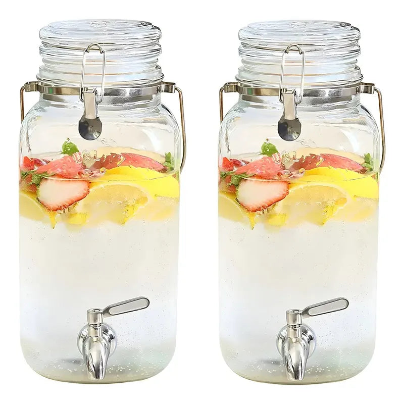 Dispensador De Bebidas Jarro De Vidrio Para Jugos Jarra 3.8l Dispensador Portátil Con Grifo Dispensador De Barril... Transparentes