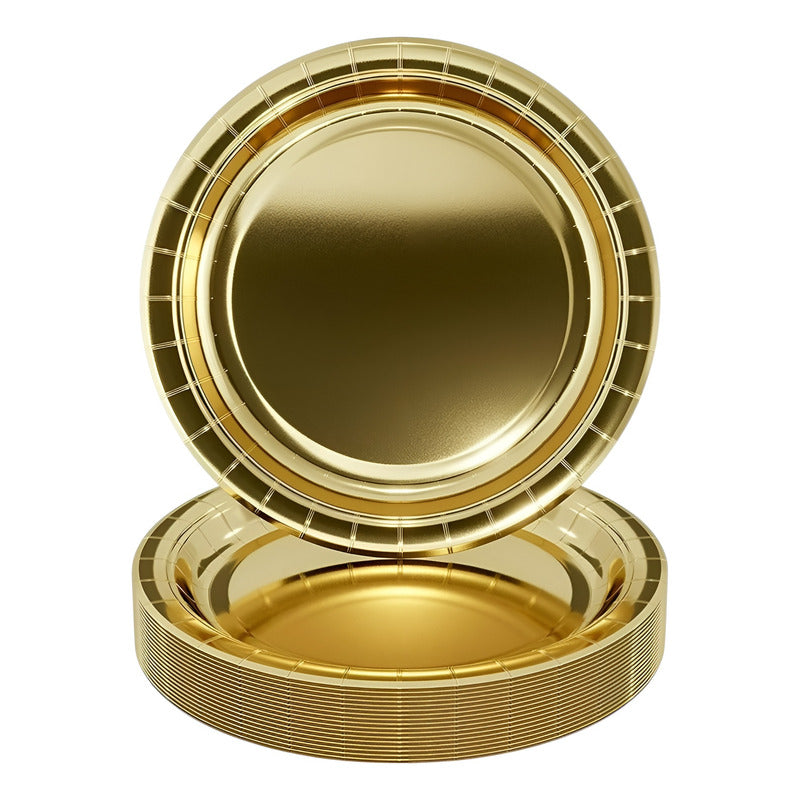 10 Platos Desechables Platos De Papel Platos Cumpleaños 17cm Dorado