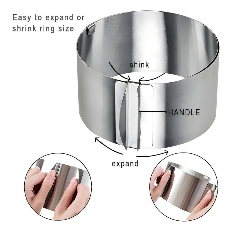 Molde De Torta Moldes Para Tortas Anillo Redondo Ajustable Gris Claro