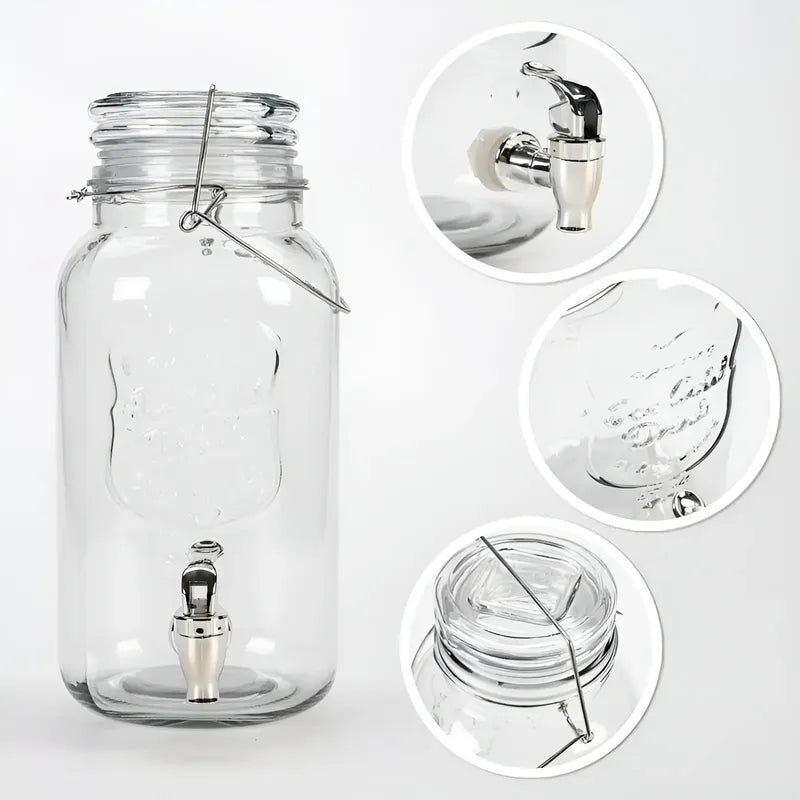 Dispensador De Bebidas Jarro De Vidrio Para Jugos Jarra 3.8l Transparente.
