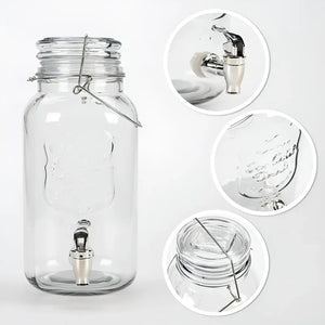 Dispensador De Bebidas Jarro De Vidrio Para Jugos Jarra 3.8l Transparente.