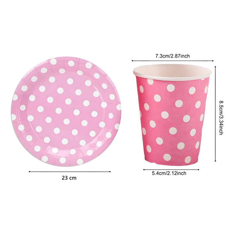 Vajilla De Cumpleaños Platos Vasos Desechables Rosa 20pcs Rosa Claro