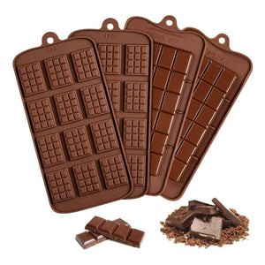 Pack X4 Moldes De Chocolate Barra + Molde Chocolate Barrita