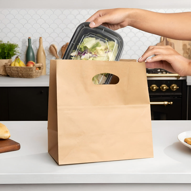 50 Bolsas Papel Bolsas Papel Kraft Bolsa Con Manilla 35x32cm - Marrón Claro / Bolsas Kraft 35x32cm - Bolsa