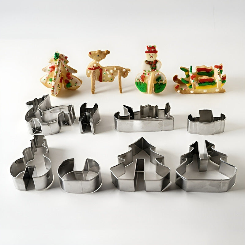 Moldes De Galletas Cortadores De Galletas Navidad Figuras 3d Plateado