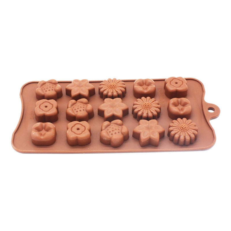 Moldes De Chocolate Moldes Chocolate Silicona 5 Flores N1 - Marrón 607