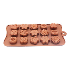 Moldes De Chocolate Moldes Chocolate Silicona 5 Flores N1 - Marrón 607