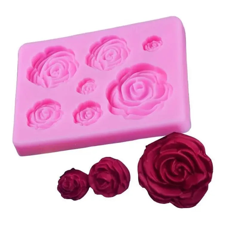 Molde De Silicona Molde Rosas Molde Fondant Rosas 7 Cavid Rosa