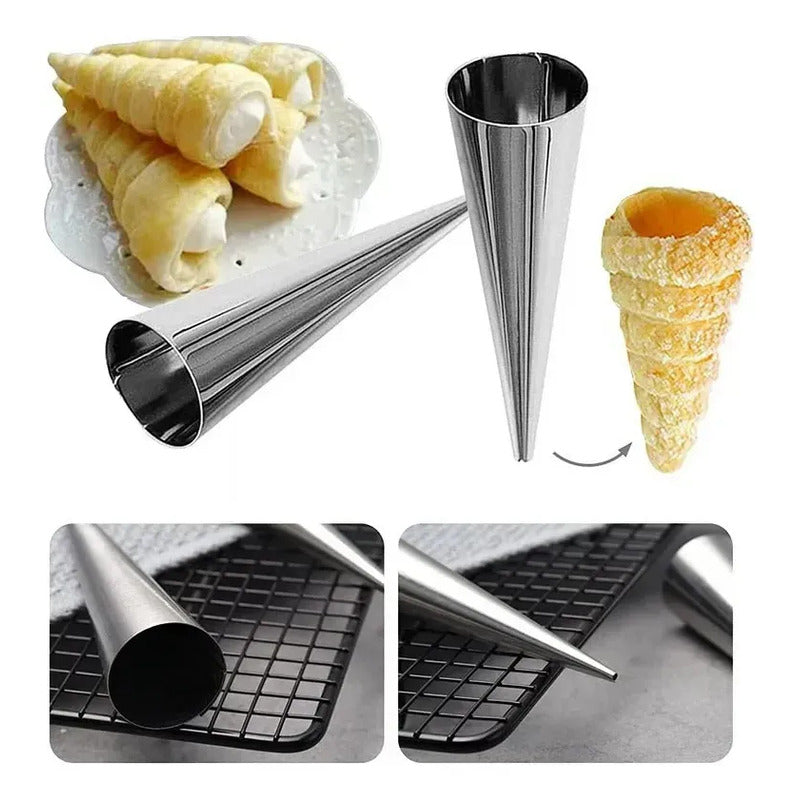 X120 Cono Molde Para Cannoli Cachito Croissant Pan Danes Molde Para Cachito Cachitos Rellenos Molde Conico Molde Para Croissant Pasteleriuscl Gris