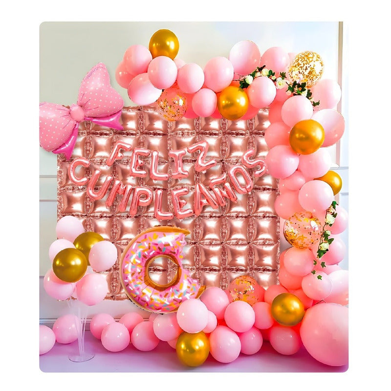 Pack 64 Decoracion De Cumpleaños Globo Decoracion Cumpleaños Rosa/dorado 101977
