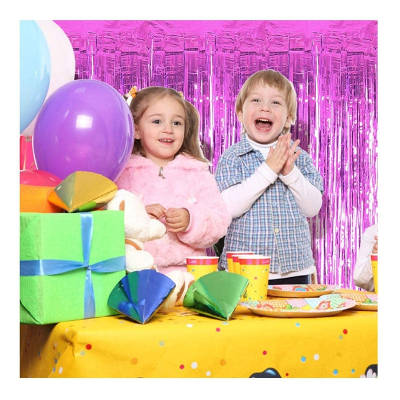 Guirnalda Cortina Metálicas Cortina De Cumpleaños Fucsia 3m