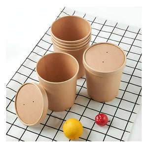 X100 Potes Contenedor De Alimentos Pote Kraft C/tapa 32oz