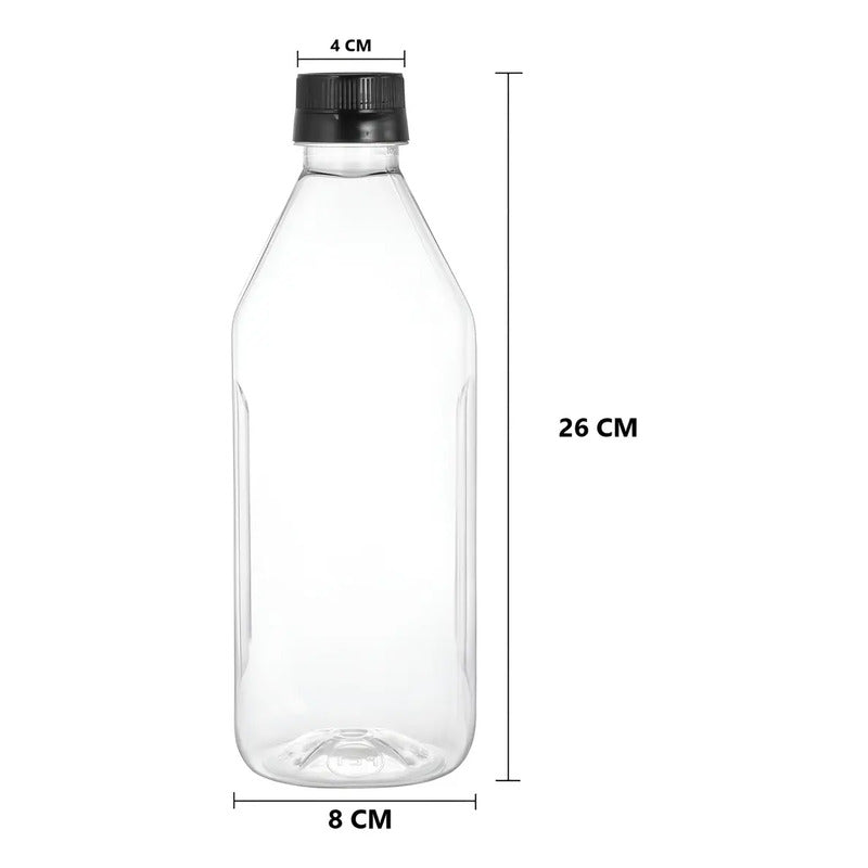 X6 Botellas Plasticas Transparentes Botella Con Tapa 1000ml Color Transparente