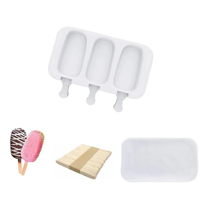 Moldes De Silicona Para Helados Molde Paletas Helado 3 Cavid Multicolor