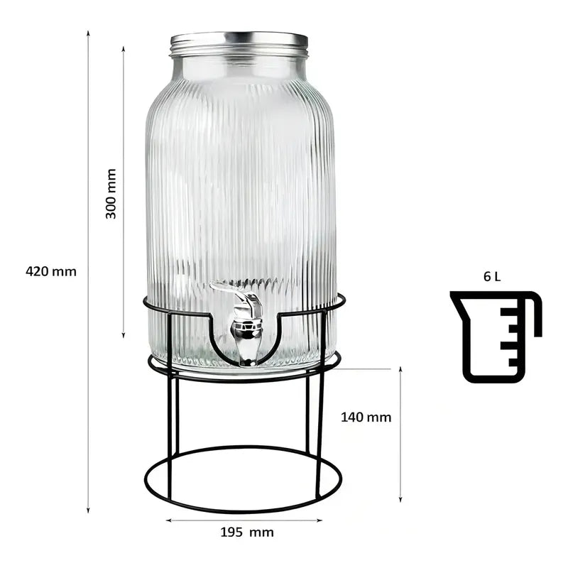 Jarros De Vidrio Dispensador De Bebidas Con Atril Jarro 5.5l Jarra Jugo Dispensadores De Bebidas Dispensador De Jugos Con Atril Dispensador Sobremesa Portatil Cocina Pasteleiuscl