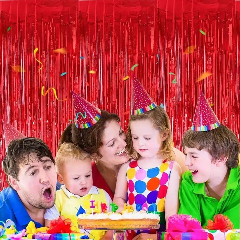Guirnalda Cortina Metálicas Cortina De Cumpleaños Decoracion Rojo 101074