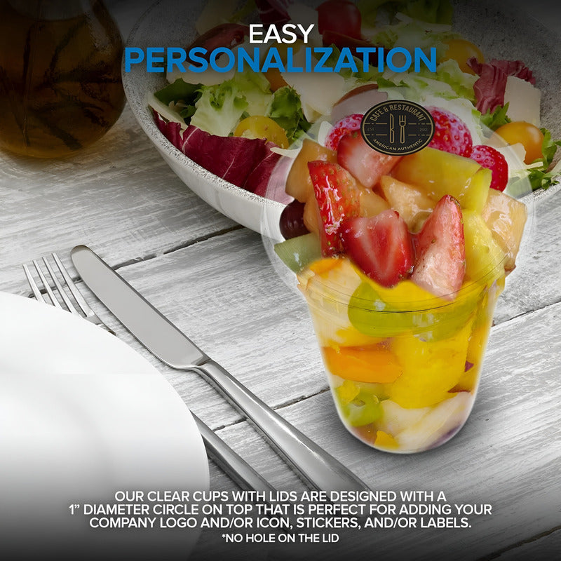 200 Vasos Plasticos Desechables Vaso Tapa Domo Sin Hoyo 20oz Transparente