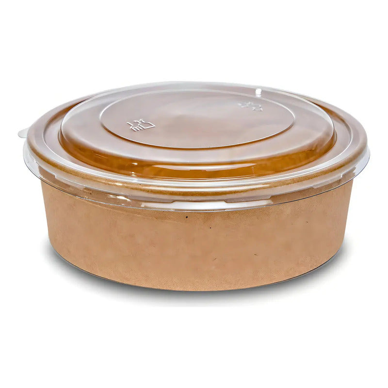 Pack X200 Bowls Plastico Bowl Con Tapa Polipapel Kraft 500cc Envase Bowl Kraft Bowl Desechable Carton Bowl Plástico Envase Desechable Bowl Ensalada Papel Kraft Bowl Kraft Con Tapa Pasteleriuscl