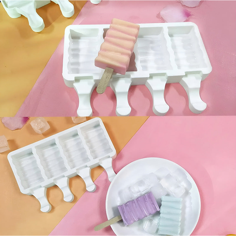 Moldes De Silicona Para Helados Molde Paletas Helado Pale419 Blanco / Molde Helados 4cav