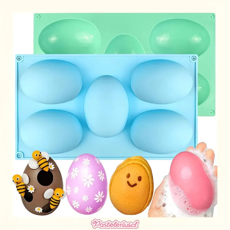 Molde Huevos Grandes Para Rellenar Moldes Chocolates Pascua 5cav Molde De Silicona De Grado Alimenticio En Forma De... Multicolor