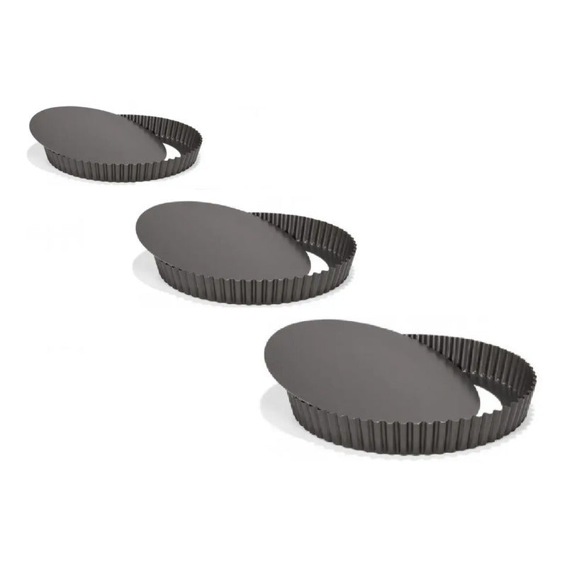 Pack3 Moldes Desmontables Molde Desmontable Tarta 20 24 26cm Gris Claro