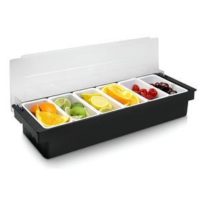 Bandeja Dispensador Alimentos Para Restaurante C/tapa 6cav Negro