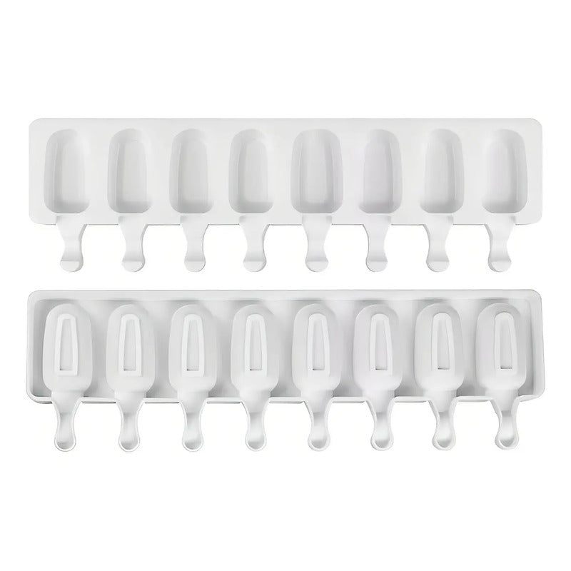 Pack De 2 Moldes De Silicona Para Helados Con 8 Cavidades Color Blanco Pastelería Cl