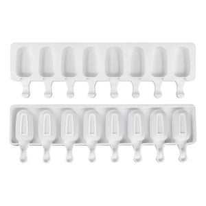Pack De 2 Moldes De Silicona Para Helados Con 8 Cavidades Color Blanco Pastelería Cl