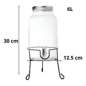 Dispensador De Bebidas Con Atril Jarro De Vidrio Jarros 6l Transparente / Dispensador Liso Con Atril 6l