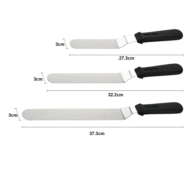 Set De 3 Espátulas Curvas De Acero Inoxidable Para Repostería Y Glaseado
