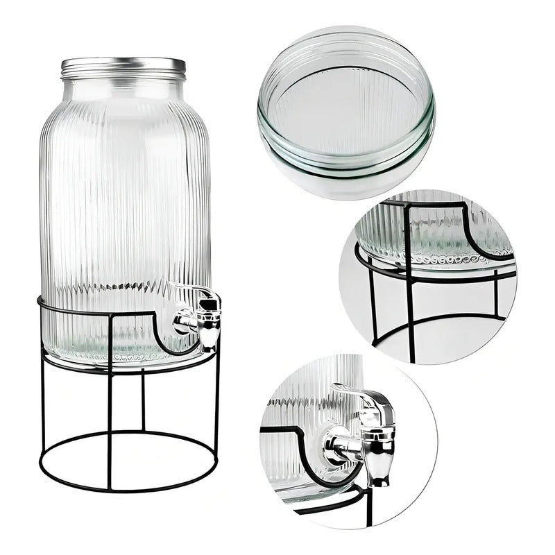 Jarros De Vidrio Dispensador De Bebidas Con Atril Jarro 5.5l Jarra Jugo Dispensadores De Bebidas Dispensador De Jugos Con Atril Dispensador Sobremesa Portatil Cocina Pasteleiuscl