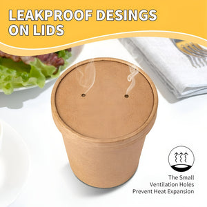 X100 Potes Contenedor De Alimentos Pote Kraft C/tapa 32oz