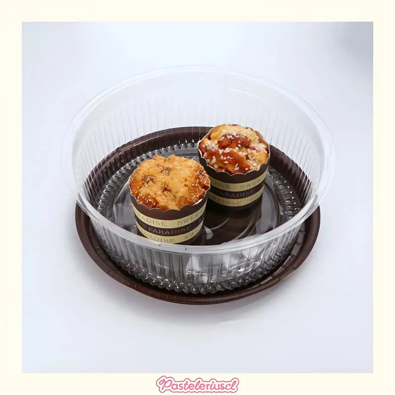 50 Porta Tortas Bandejas Para Torta Porta Cupcake 29x13cm Cúpula Transparente De Plástico Cajas Envases Almacenamiento Y... Negro