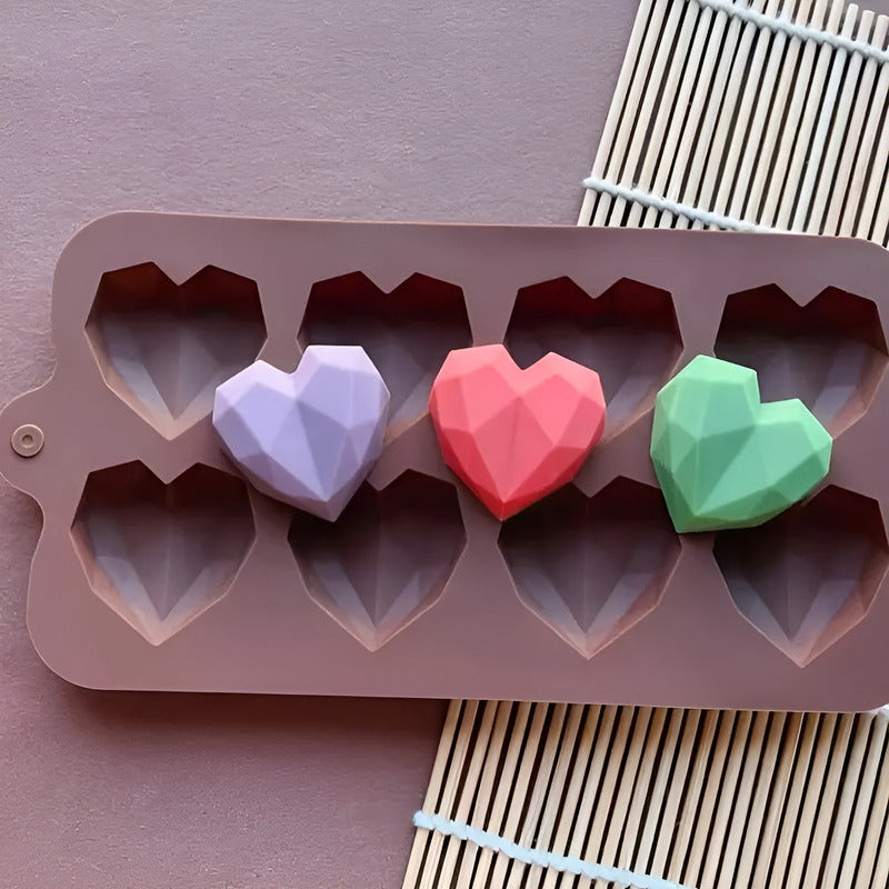 Molde Mini Corazon Diamante Molde Mini Corazón Geometrico 8 Marrón