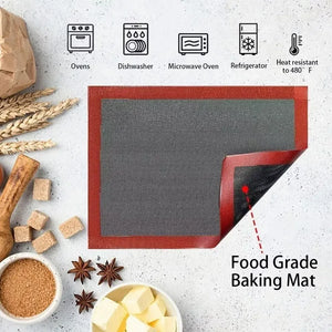 4 Lamina Silicona Tapete Horno Microperforado Silpat 30x40cm Negro/rojo