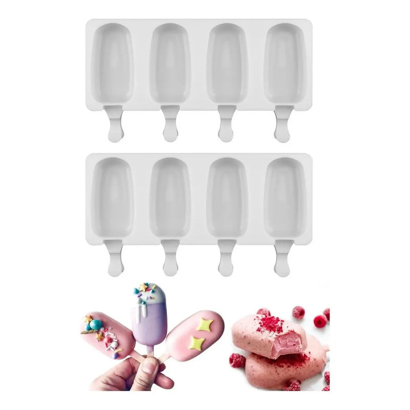 Pack X2 Moldes De Helado Molde Para Helado Molde Helados Molde De Silicona Moldes De Reposteria Moldes Para Helados Pasteleriuscl Blanco