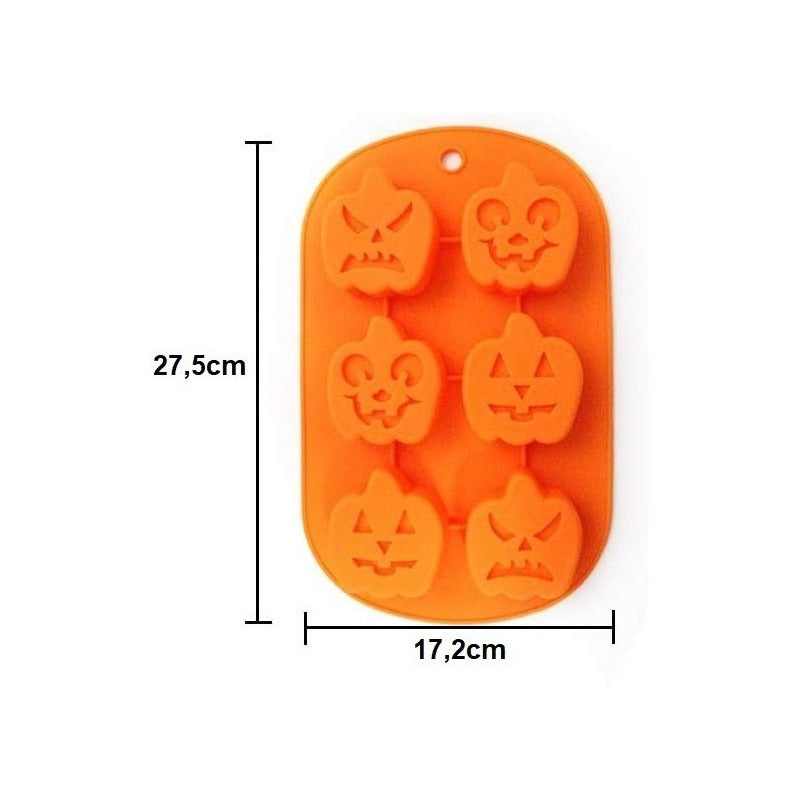 X2 Moldes Halloween Moldes Silicona Halloween Molde Calabaza Pack X2 Mnaranja 6 Caras De Halloween