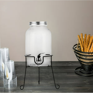 Jarro De Vidrio Dispensador De Bebidas Con Atril Jarros 4l