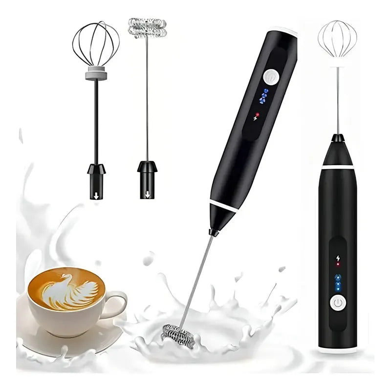 Mini Batidor Revolvedor De Café Y Espuma Leche Recargable Color Negro Frecuencia 1200
