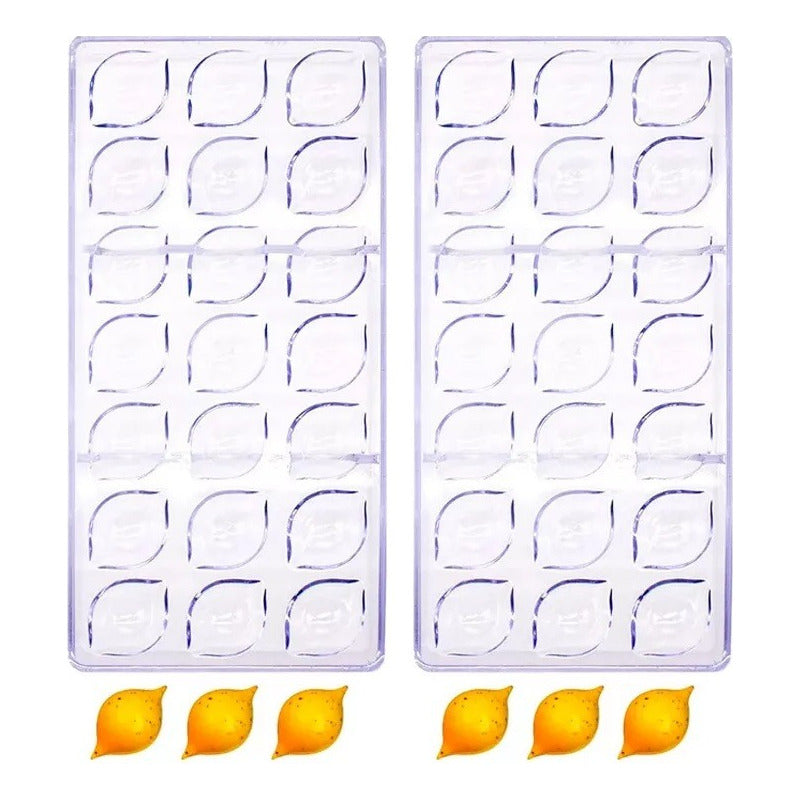 Pack X2 Moldes Chocolate Molde Chocolate Policarbonato Limon Gris
