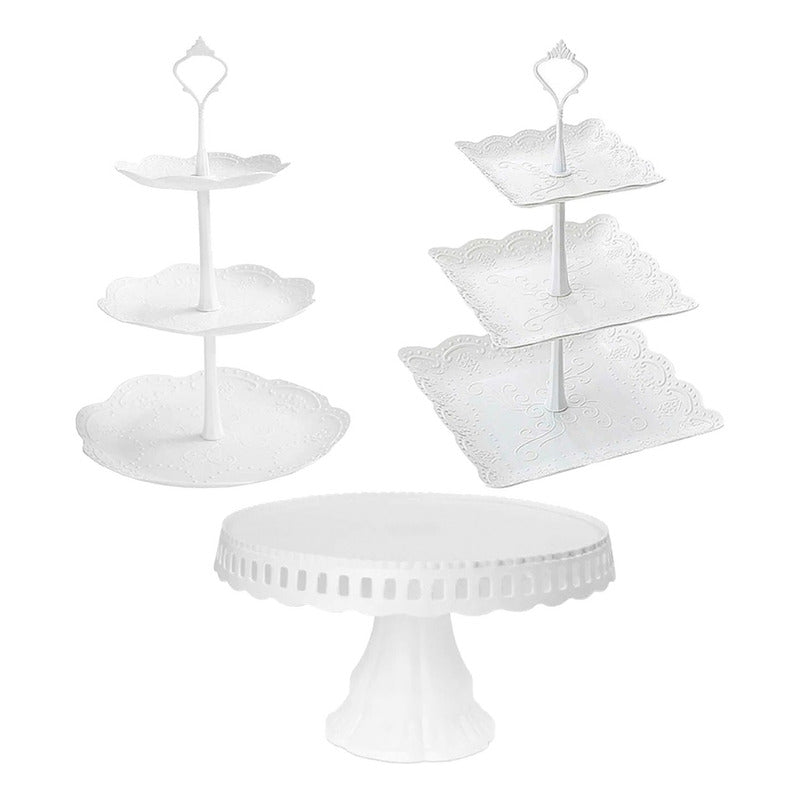 Pack X3 Porta Cupcakes Redondo Porta Cupcakes Base De Torta Blanco