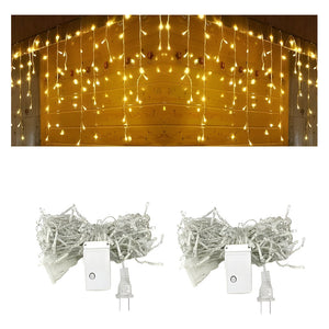 2 Luces Navidad Cortina Luces Led Cascada Luz Guirnalda 3mt Amarillo