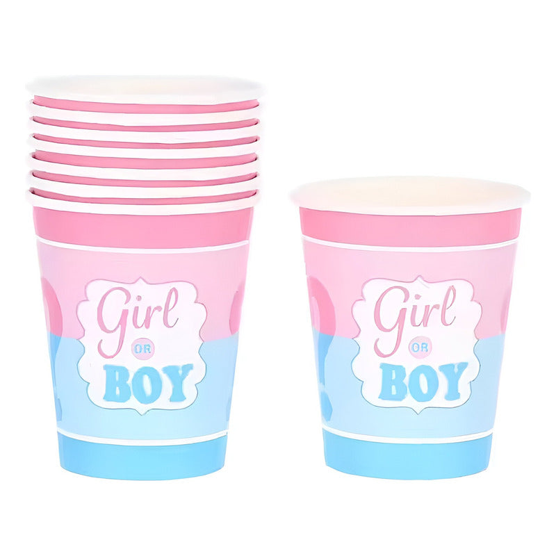 Vasos Set Decoración Revelacion De Genero Decoracion Fiestas Cotillon Kit De Fiesta Revelación De Sexo Revelación Niño O Niña Girl Boy Adornos Para Fiestas Cotillon Baby Shower Pasteleriuscl