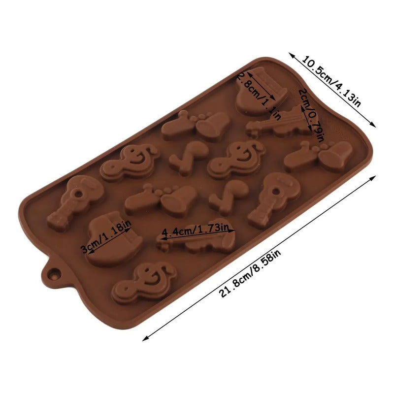 Moldes De Chocolate Moldes Silicona Chocolate Instrumentos Moldes De Silicona Flexibles Instrumentos Musicales Para... Marrón